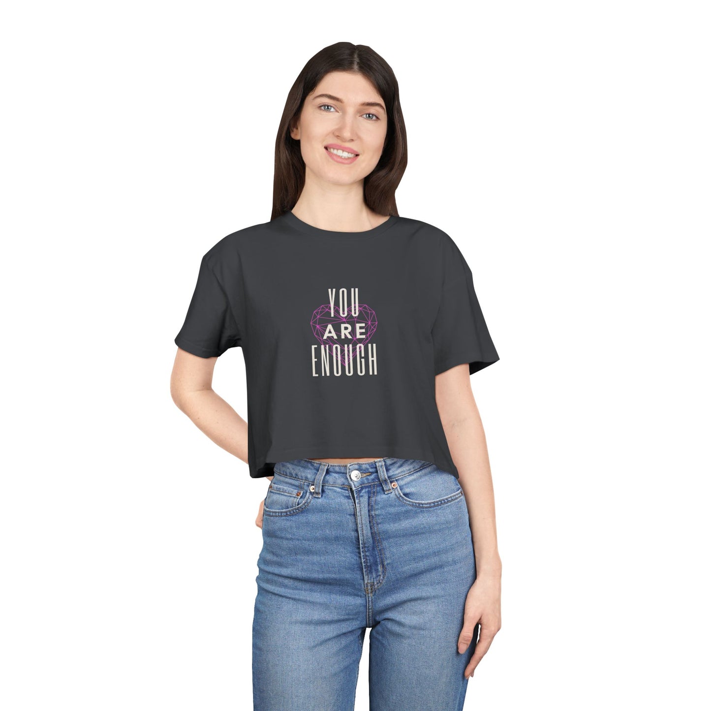 Empowering Women's Crop Tee - "You Are Enough" - Positive Vibes Apparel