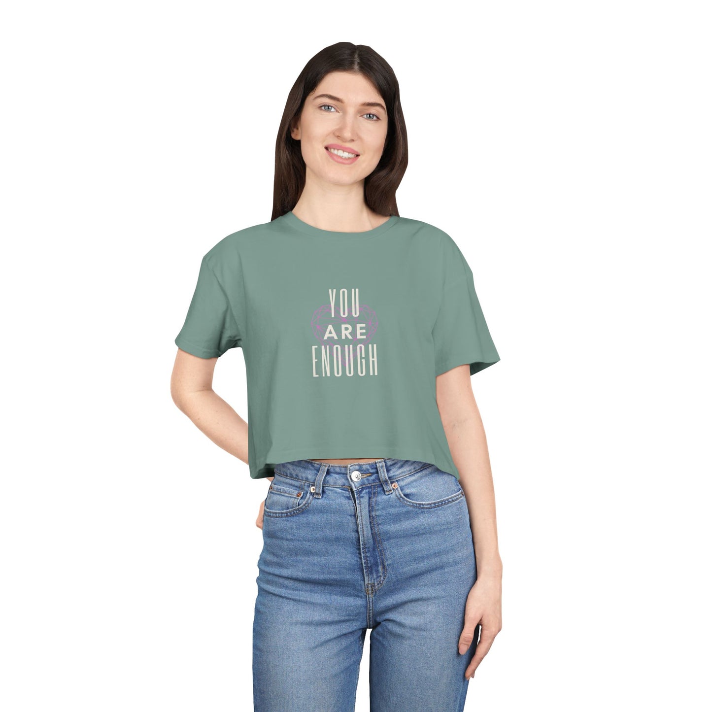 Empowering Women's Crop Tee - "You Are Enough" - Positive Vibes Apparel